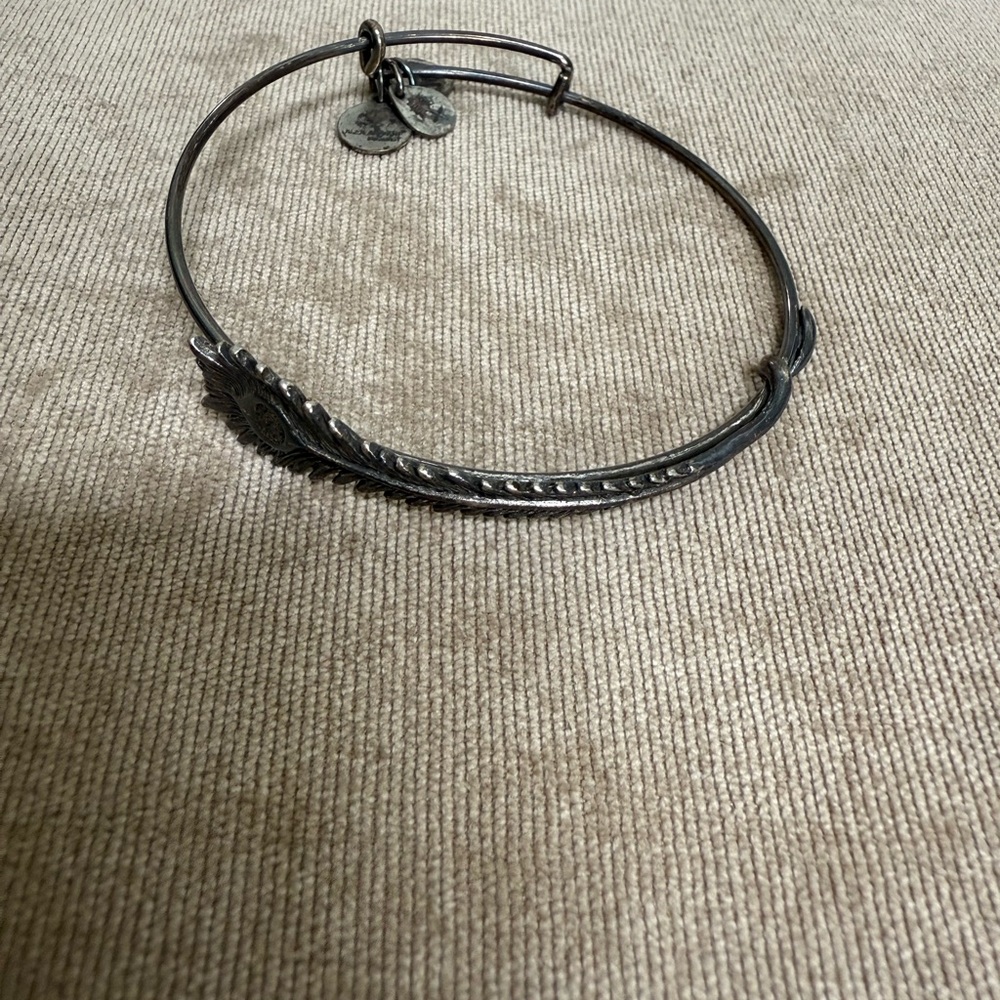 Silver Feather Bangle Bracelet